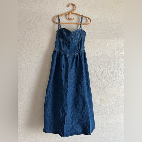 NWT COMMENSE Sweetheart Collar Denim Dress - Picture 3 of 5